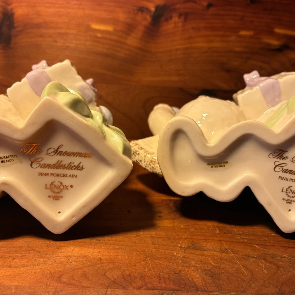 Lenox The Snowman Candlesticks Christmas Candle Stick Holders Set Of 2 - Picture 3 of 10